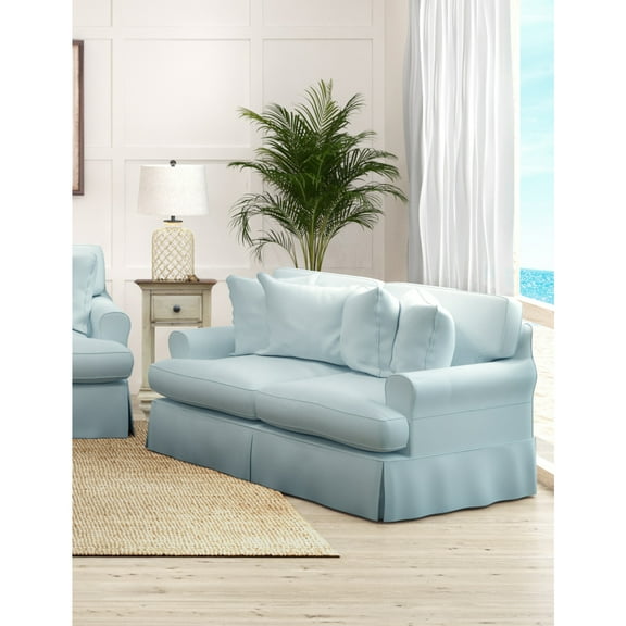 Slipcovered Loveseat - Washable Water Resistant Fabric - Modern Living Room Sofa