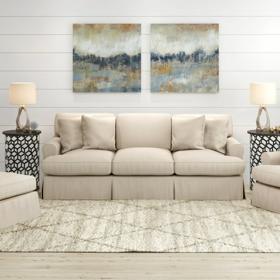 Slipcovered Sofa - Washable Performance Fabric - Stain Resistant - Tan Living Room Couch