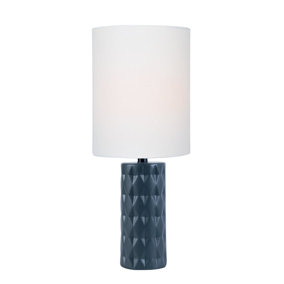HomeStock Renaissance Romance Mini Table Lamp with Jet Black Ceramic Base and White Linen Shade, 17"H x 7"W x 7"L, E27 Bulb, Sleek Design for Living Room or Bedroom