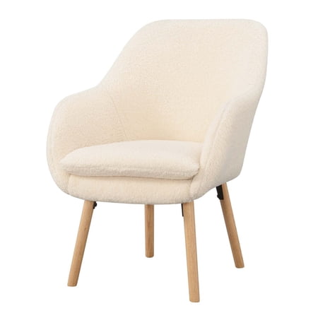 Wingback Accent Armchair Boho Boucle Lounge Chair - Sherpa Living Room Chair, Office, Den - Creme, Blush