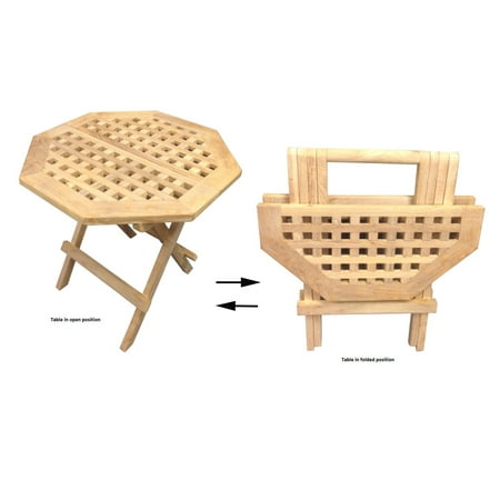 Octagonal Picnic Table - Teak Wood Outdoor Table - Portable Folding Table for Beach & Garden