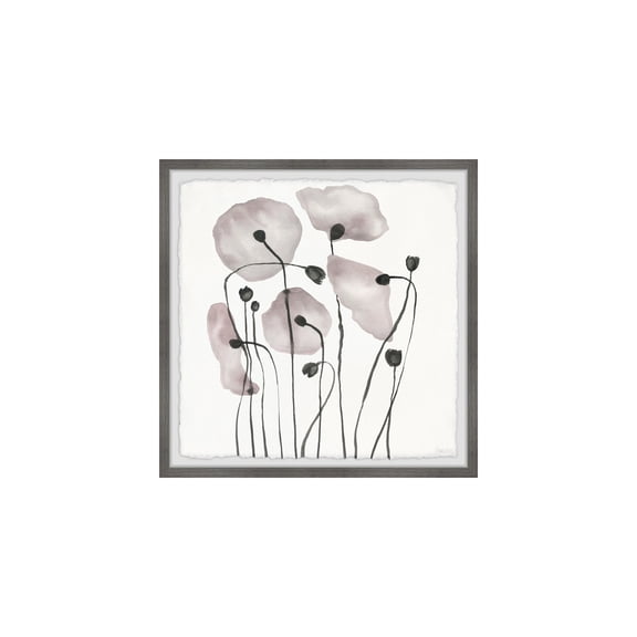 HomeStock Temptations Pink Poppy Bloom Framed Painting Print, 12" x 12", Contemporary Wall Decor: Abstract, Digital Art Prints, and Modern Styles for Your Home