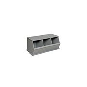 3-Bin Stackable Storage Cubby - Modular Organizer for Toys, Books & Crafts - Gray Finish