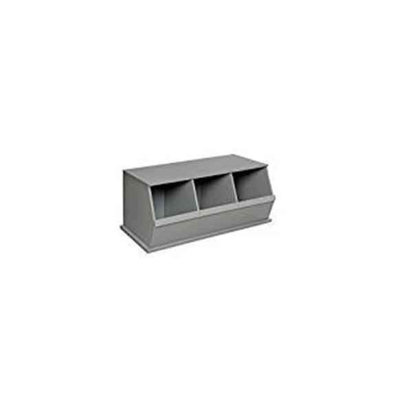 3-Bin Stackable Storage Cubby - Modular Organizer for Toys, Books & Crafts - Gray Finish