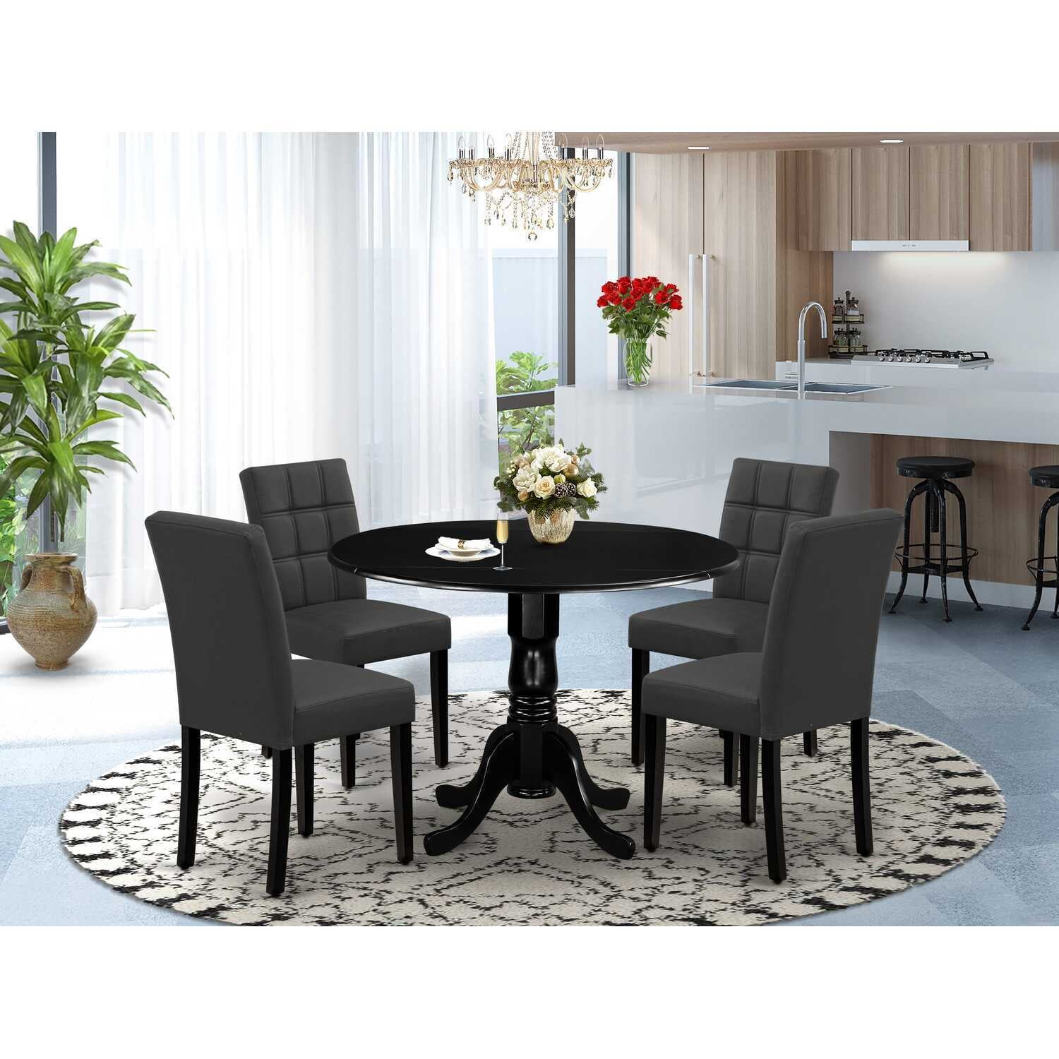 HomeStock Timeless Tradition 5 Piece Dining Table Set Contains A Round ...