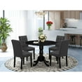 thumbnail image 1 of HomeStock Timeless Tradition 5 Piece Dining Table Set Contains A Round Kitchen Table With Dropleaf And 4 Chairs, Black Finish - 42" x 42" x 30", 1 of 7