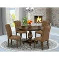 thumbnail image 1 of 5 Piece Dining Set - Mid Century Modern Table & Chairs - Linen Fabric Upholstered Dining Room Set, 1 of 6