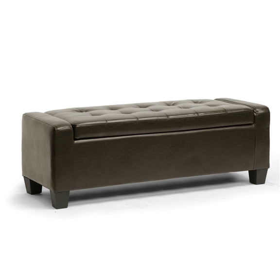 Tufted Ottoman with Storage - Dark Brown Leather Bench - Modern Footrest - Living Room Decor - HomeStock
