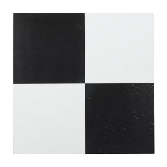 HomeStock Timeless Trends 12"x12" Black & White Self Adhesive Vinyl Floor Tile - Peel & Stick Installation, 20 Tiles, 1.2mm Thick, Residential Use