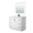 thumbnail image 1 of HomeStock Timeless Trends 42 Inch Single Bathroom Vanity in White, White Carrara Marble Countertop, Undermount Square Sink, Matte Black Trim, 34 Inch Mirror, 1 of 6