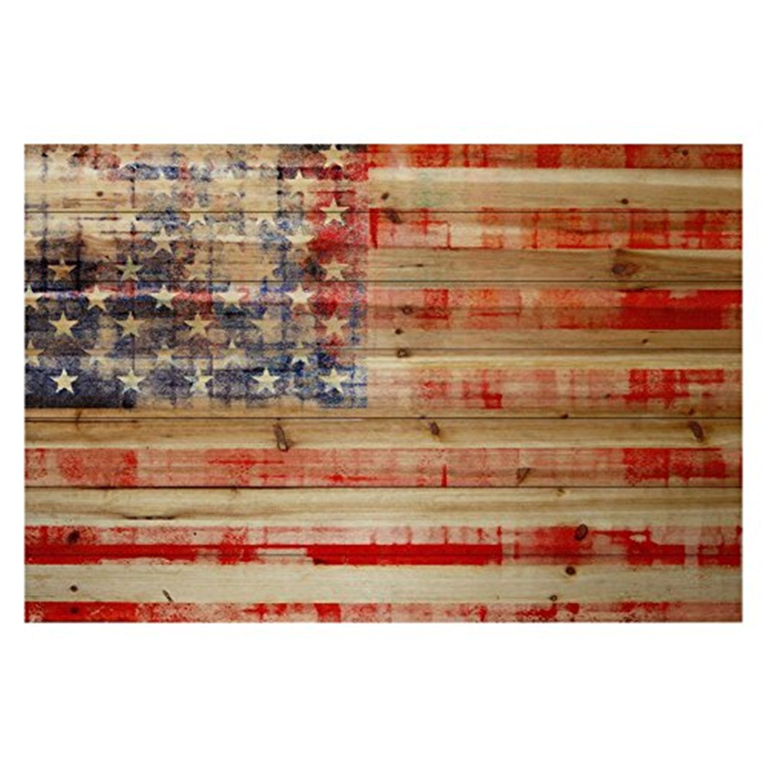 Flag Painting Print on Wood - Home Wall Decor Art, Unique Pine Wood Design for Living Room, Bedroom, Office