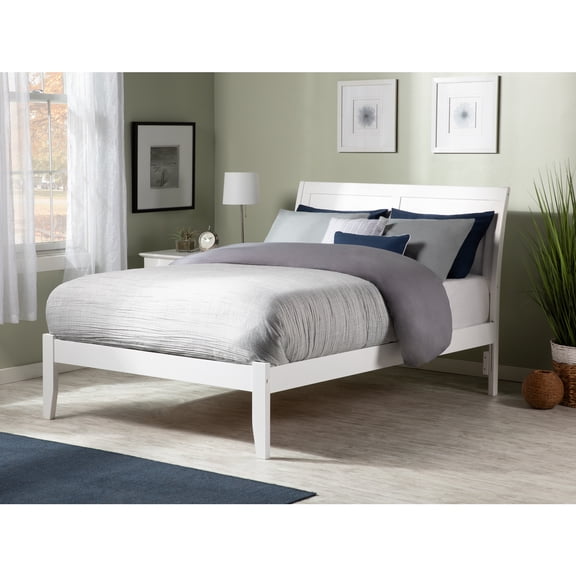 Platform Bed Modern Sleigh Design with Open Footboard & Storage Options