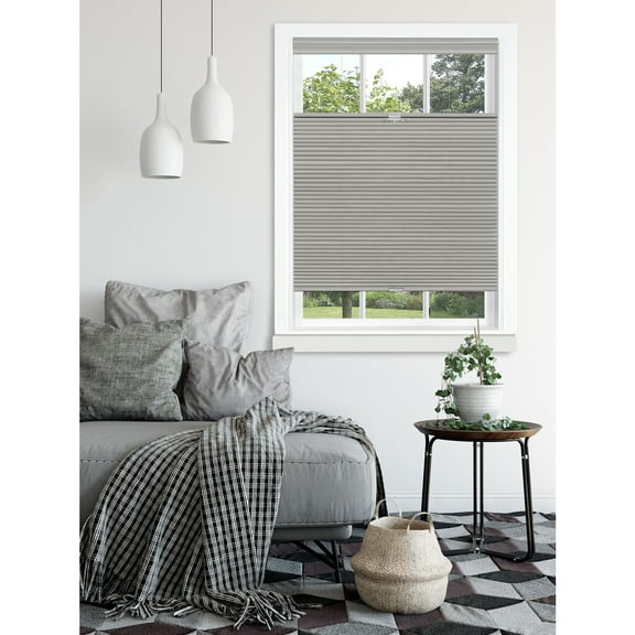 HomeStock Antique Cordless Room Darkening Cellular Pleated Window Shades - 39 Inch Width, 64 Inch Length - Dove Grey - Light Filtering Top-Down Honeycomb Pull Down Blinds for Windows and Skylights