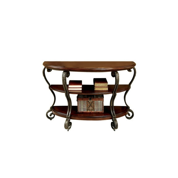Sofa Table Transitional Style - Living Room Accent Table with Scroll DetailShelves - 30x19x48