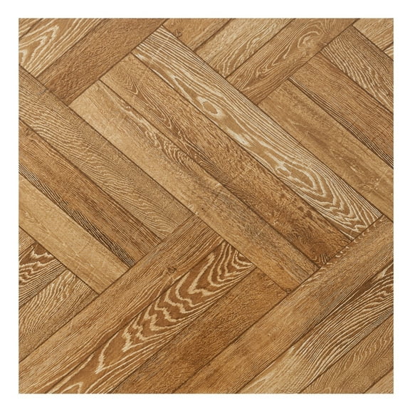 HomeStock Tribal Treasures 12"x12" Self Adhesive Vinyl Floor Tile - 20 Retro Blonde Herringbone Tiles - Easy Peel & Stick DIY Installation - Covers 20 Sq. Ft.