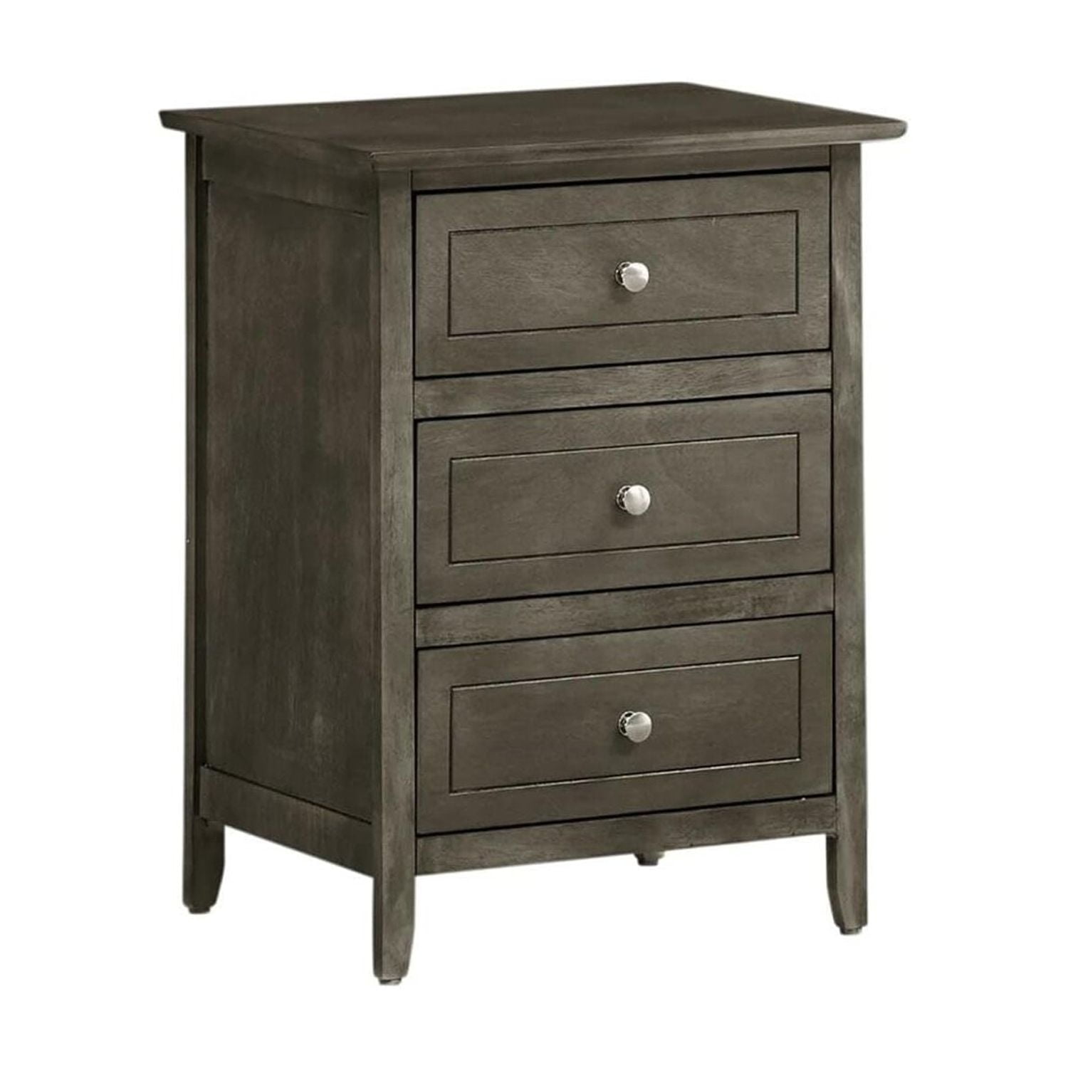 Gray Particle Board 3-Drawer Nightstand for Bedroom