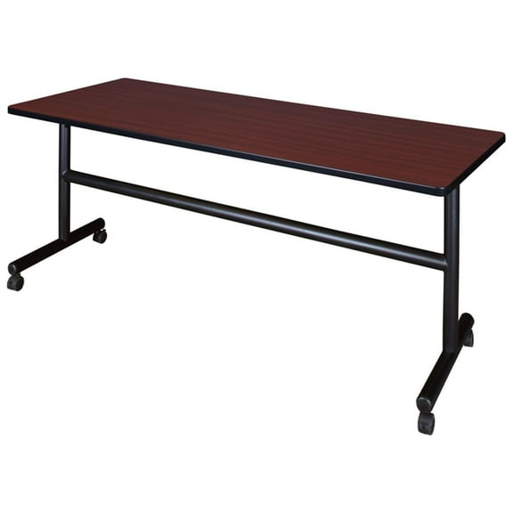 HomeStock Tribal Treasures 72" Flip Top Mobile Training Table- Mahogany, Adjustable and Foldable Office Conference Table with Wheels for Meeting Rooms and Classrooms