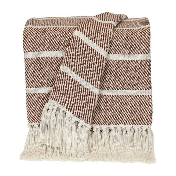 HomeStock Tribal Treasures Transitional Stripes 50" x 60" Rectangle Throw, Comfortable Throw Blanket for All Spaces-Color:Rust