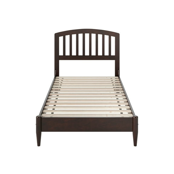 HomeStock Tribal Treasures Twin Solid Wood Low Profile Platform Bed in Espresso Finish, 78.25"L x 42.6"W x 41.54"H, Slatted Construction, USB Charging Station, Modern Platform Bed for Bedrooms