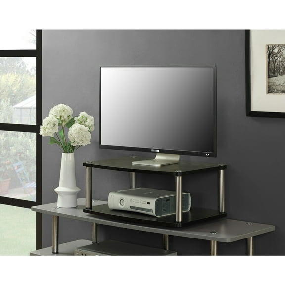 Two Tier Swivel Stand for TV Monitor - Adjustable Rotating Base for Home Office