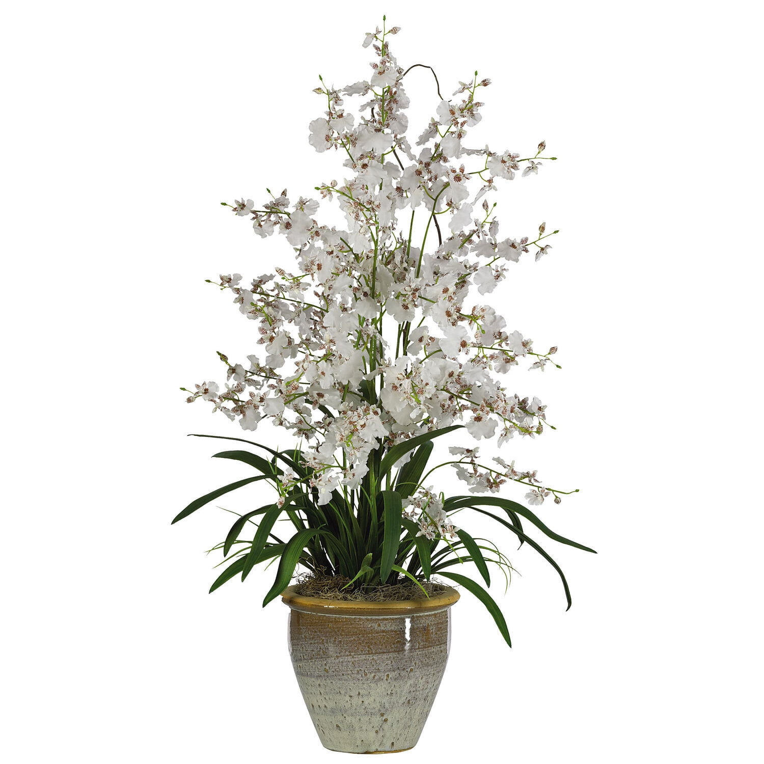 Elegant Orchid Charm 29" Outdoor Tabletop Silk Plant in Ceramic Planter