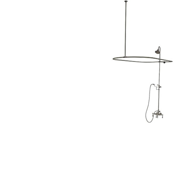 Clawfoot Tub Package - Brass Faucet & Supply Lines - Brushed Nickel Finish - Shower Handheld Included