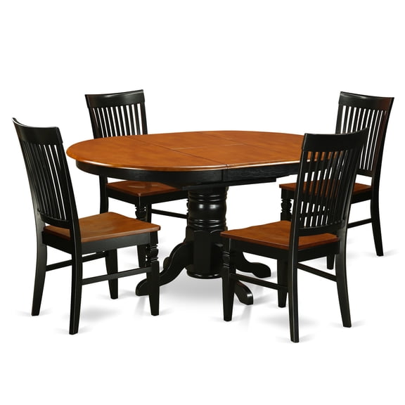Tuscan Dining Set 5 Piece - Oval Table & 4 Chairs - Black Cherry Finish - Kitchen Table Set
