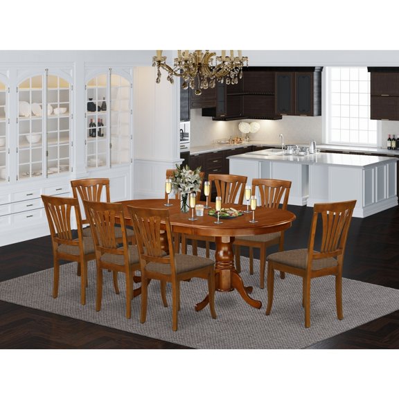 Tuscan Dining Set - 9 Piece Oval Table & Chairs - Saddle Brown
