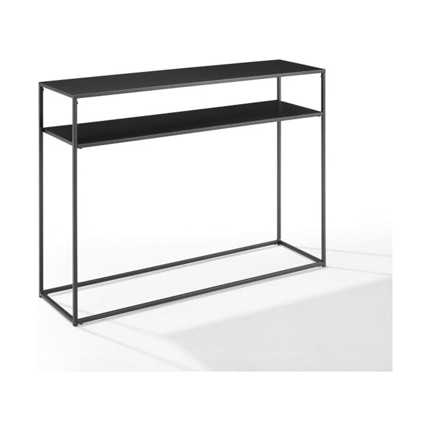 Streamlined Braxton Matte Black Steel Console Table with Storage
