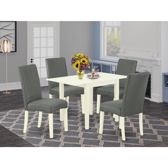 Tuscan Temptations 5-Piece Dining Set - Linen White Table & Gray Chairs - Solid Wood Dinette