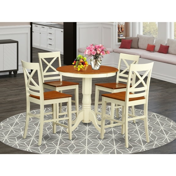Tuscan 5-Piece Pub Set - Round High-Top Dining Table & 4 Bar Stools