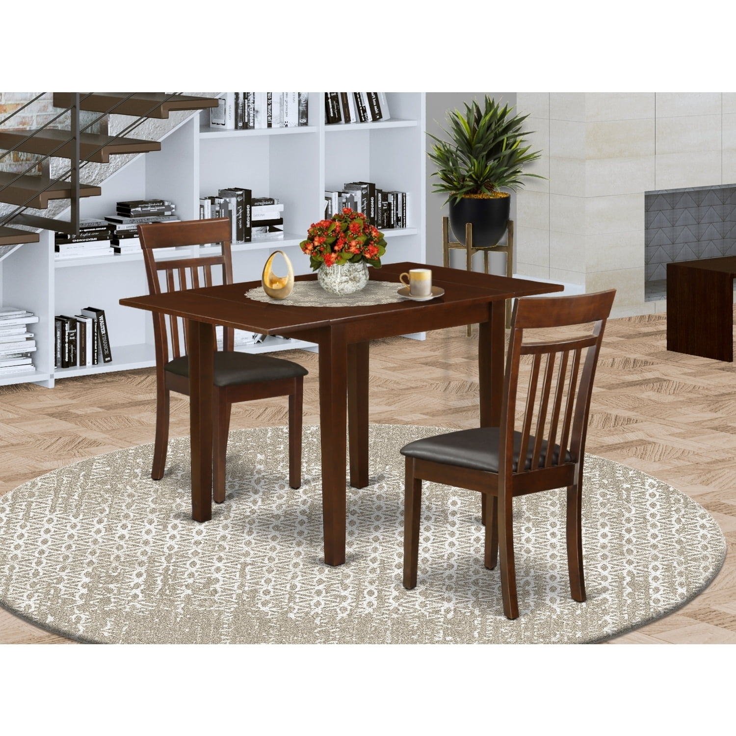 Table For 3 Kitchen Table Set for 3 - Wood Dining Table with 2 Chairs - Faux ...
