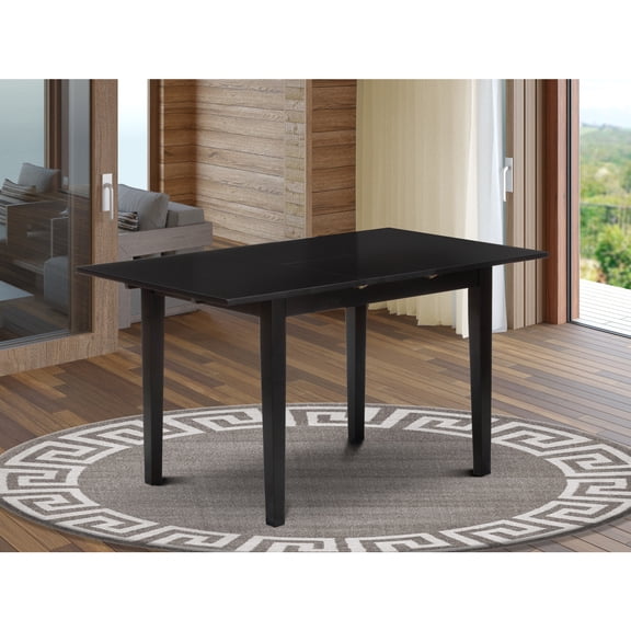 HomeStock Tuscan Temptations Rectangular Modern Dining Table Black Color Table Top Surface And Solid Wood Rectangular Table Legs In Black Color Finish