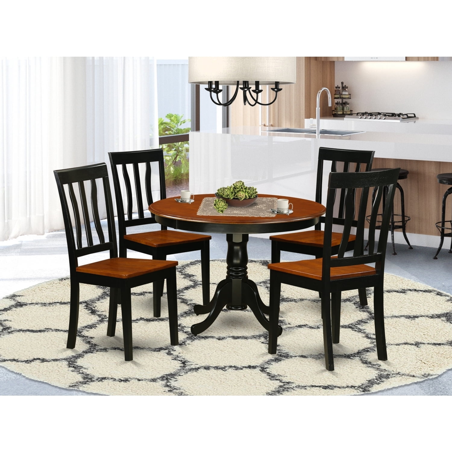 Round Dining Table Set - 5 Piece Kitchen Dinette Set with 4 Chairs - 42 ...