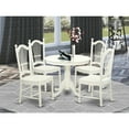 thumbnail image 1 of Round Dining Table Set - 5 Piece Kitchen Table with Chairs, Antique Linen White Finish, 36 Inch Table, 1 of 5