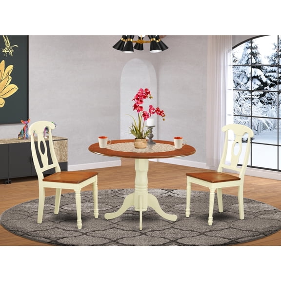 Tuscan Kitchen Table Set - 3 Piece Dining Set - Asian Hardwood Table & Chairs