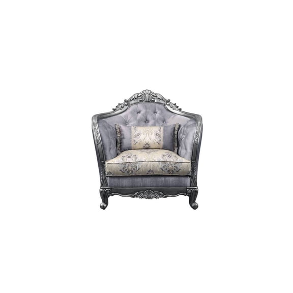 HomeStock Tuscan Treats Chair w/1 Pillow in Fabric & Platinum