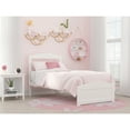 thumbnail image 1 of Twin Bed with Footboard - White Finish Platform Bed, Solid Wood Frame, Modern Design, Slatted Headboard, 76" x 38", 1 of 4