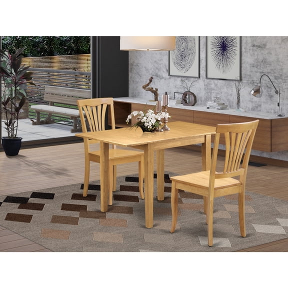 Tuscan Dining Table Set - 3 Piece Wood Table & Chairs - Oak Finish - Kitchen Dinette Set