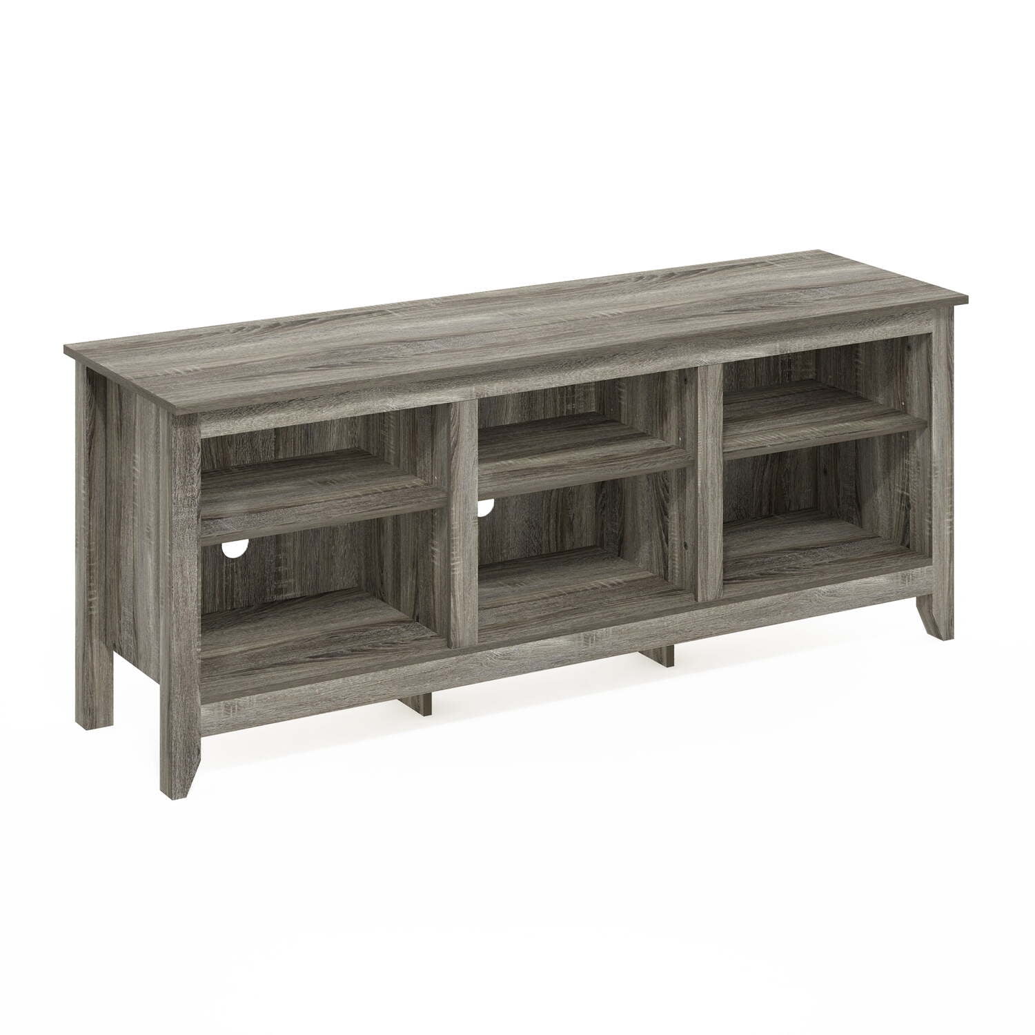 Elegant French Oak Grey 65" TV Stand with Mount and Shelves