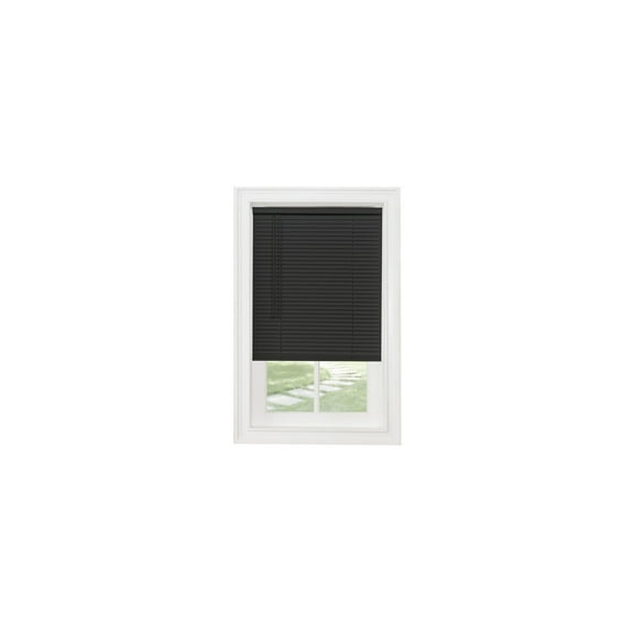 HomeStock Upmarket 1" Light Filtering Mini Blind 34x72 Black - Modern Cordless with Tilt Wand, Heavyweight PVC, Adjustable Light Control and Easy Installation