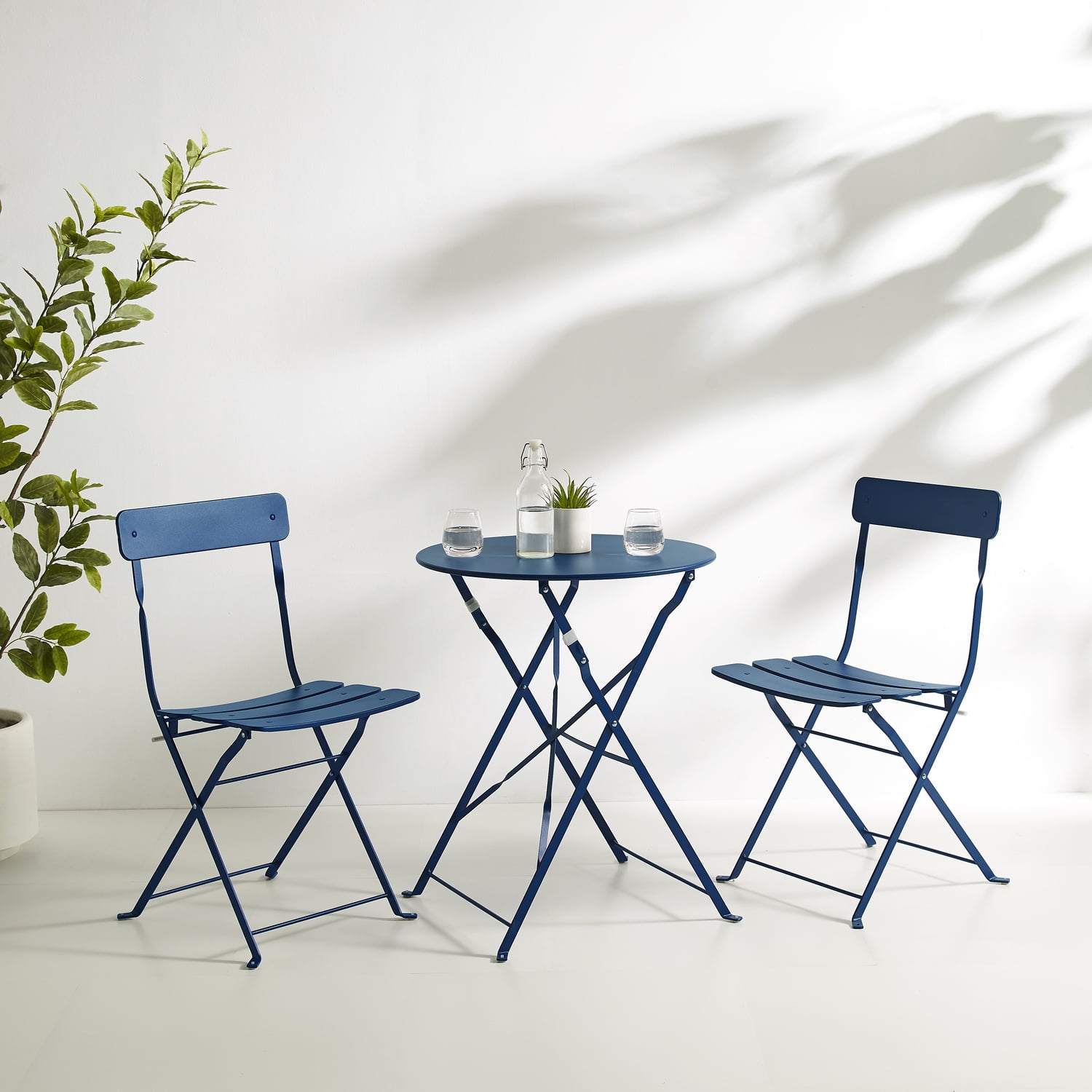HomeStock Urban Oasis 3Pc Indoor/Outdoor Metal Bistro Set Navy - Bistro ...