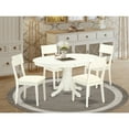 Modern 5 Piece Dining Set - Kitchen Table & 4 Chairs - Linen White Finish - Solid Wood ...