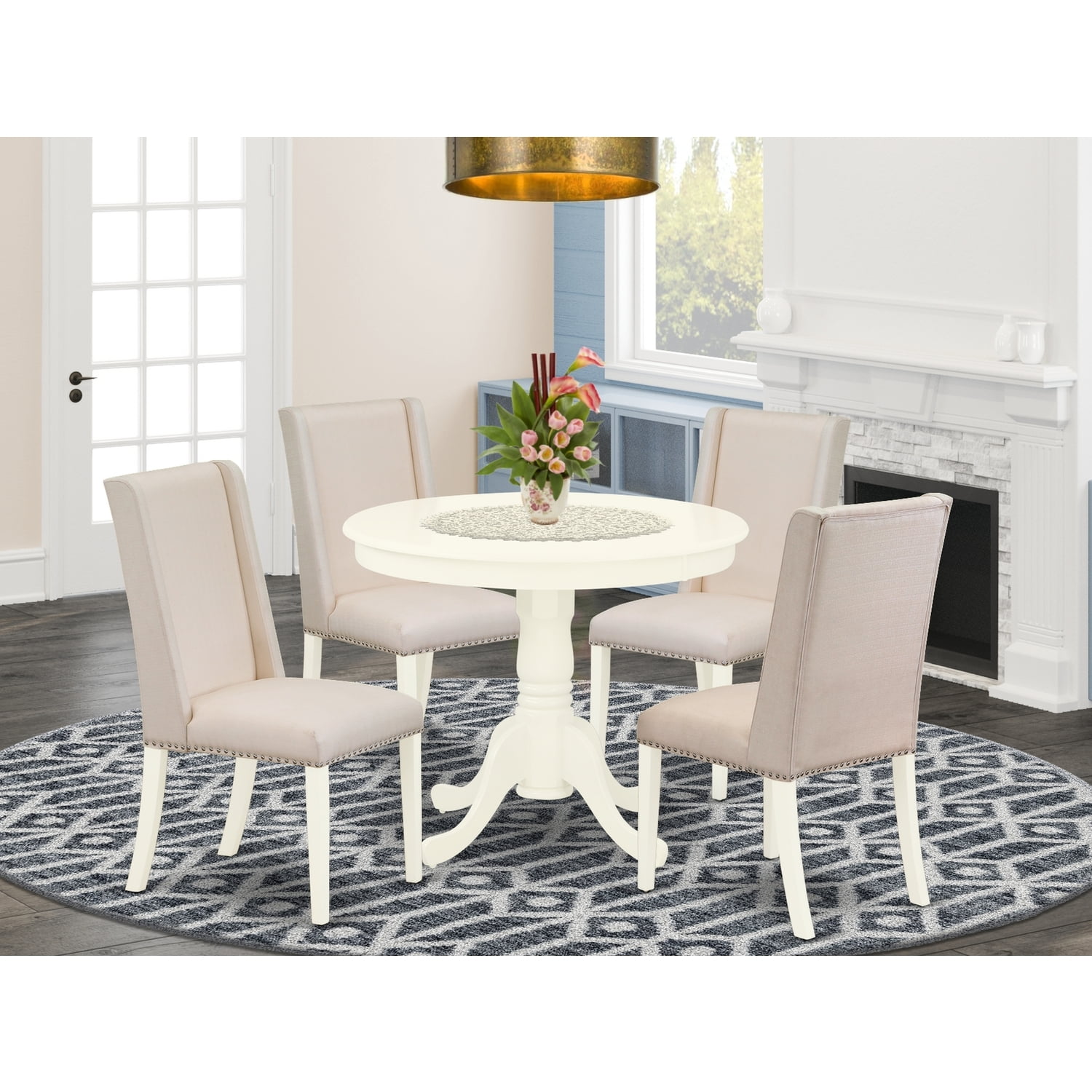 5 Piece Dining Set Table And 4 Chairs Home Kitchen Room Breakfast Furniture (FW1)(1U67) main image 1