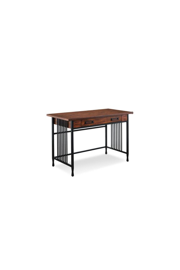 HomeStock Urban Oasis Ironcraft Rustic Writing/Computer Desk, Mission Oak and Black, Drop Front Keyboard Drawer, Wooden - 46" L x 22" W x 30" H