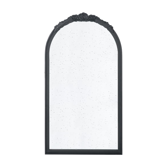 Mirror - 23"x42" Black Frame, Rose Design, Wall Decor