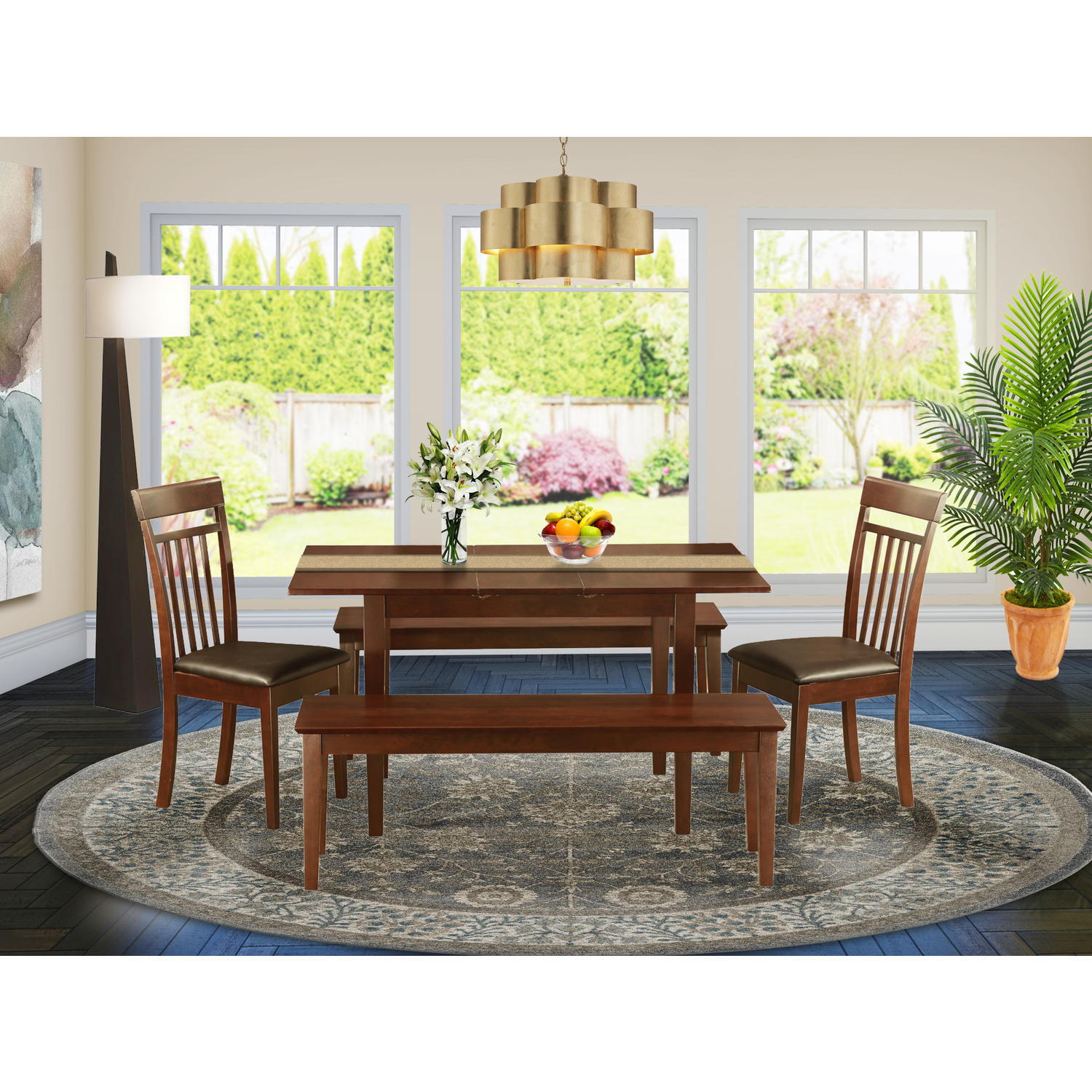 HomeStock Urban Oasis Table Set Table With Leaf And Dining Table Chairs