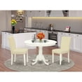 thumbnail image 1 of Kitchen Table Set 3 Piece - Round Dining Table & 2 Chairs - Small Space Dining Set - 42 Inch Linen White, 1 of 5