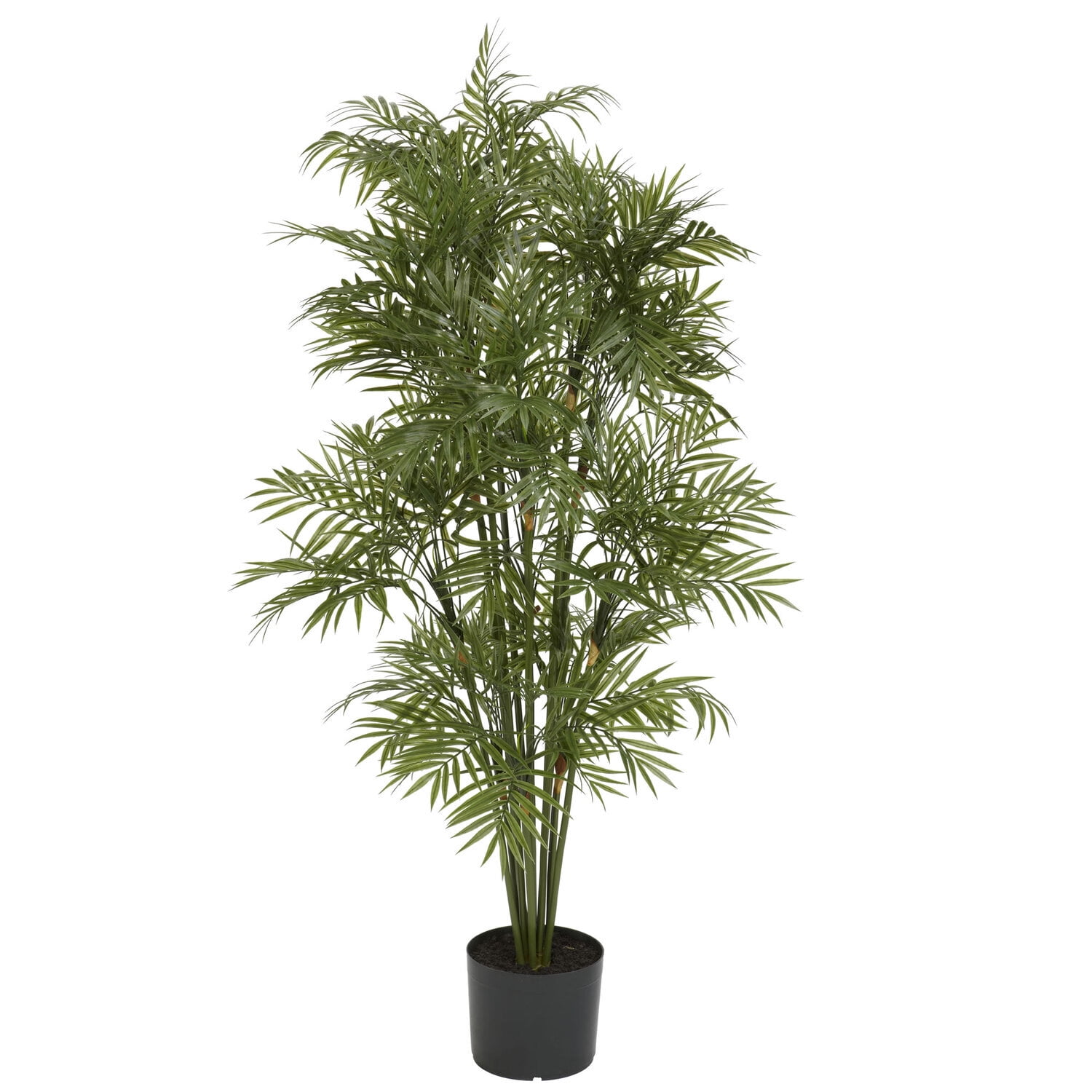 Nearly Natural 4 ft. Green Silk and Plastic Potted Palm Floor Plant