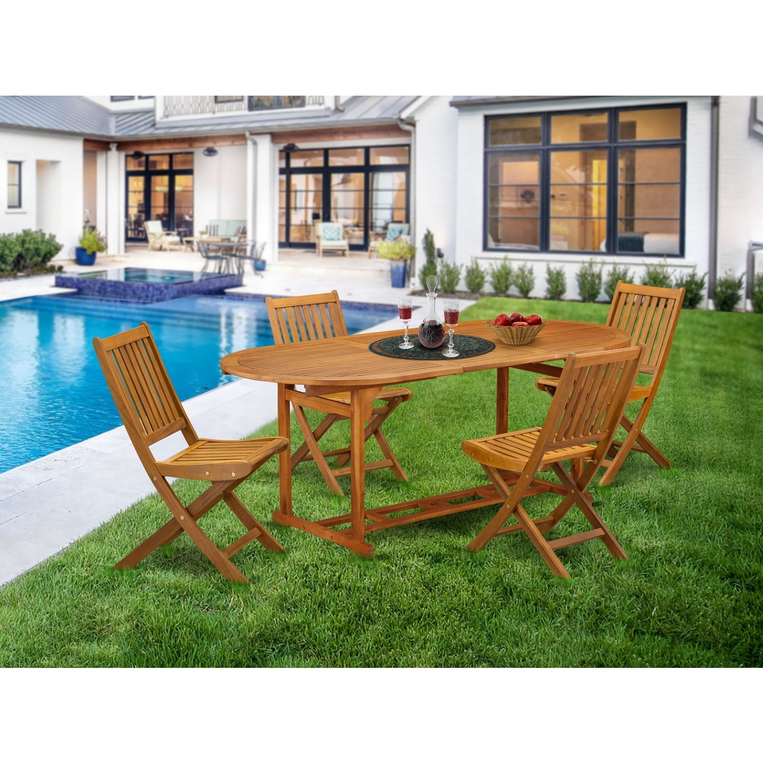 HomeStock Urban Upmarket 5Pc Outdoor Table Set 4 Patio Dining Chairs